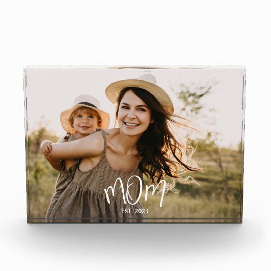 Custom Mom Established Modern Script Photo Block Fotoblokken (Voorkant)