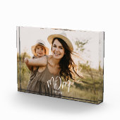 Custom Mom Established Modern Script Photo Block Fotoblokken (Rechts)