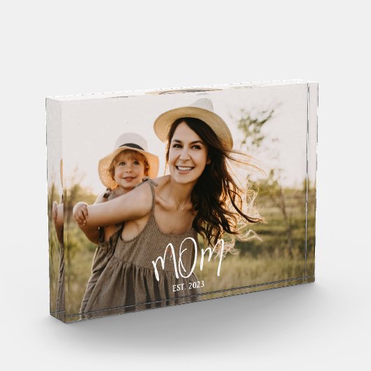 Custom Mom Established Modern Script Photo Block Fotoblokken (Links)