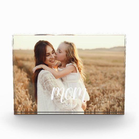 Custom Mom Established Modern Script Photo Block Fotoblokken (Voorkant)