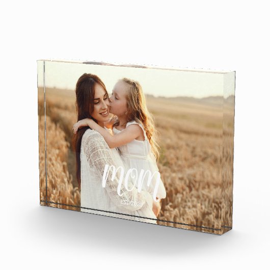 Custom Mom Established Modern Script Photo Block Fotoblokken (Rechts)