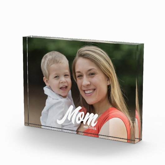 Custom Mom Established Modern Script Photo Fotoblokken (Rechts)