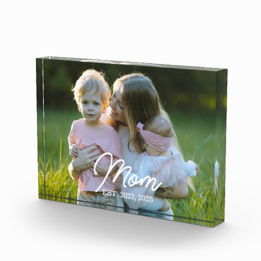 Custom Mom Established Modern Script Photo Fotoblokken (Rechts)