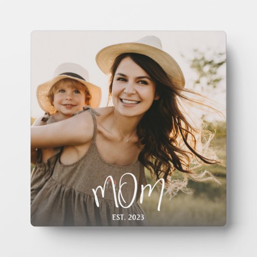 Custom Mom Established Modern Script Photo Fotoplaat (Voorkant)