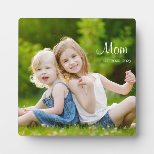Custom Mom Established Modern Script Photo Fotoplaat (Voorkant)