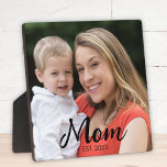 Custom Mom Established Modern Script Photo Fotoplaat<br><div class="desc">White Mom Established Modern Script Photo Design. Replace the photo with your own of your kids and change the years to the years you became a mom.</div>