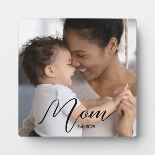 Custom Mom Established Modern Script Photo Fotoplaat (Voorkant)