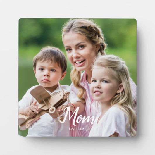 Custom Mom Established Modern Script Photo Fotoplaat (Voorkant)