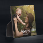 Custom Mom Established Modern Script Photo Fotoplaat<br><div class="desc">White Mom Established Modern Script Photo Design. Replace the photo with your own of your kids and change the years to the years you became a mom.</div>