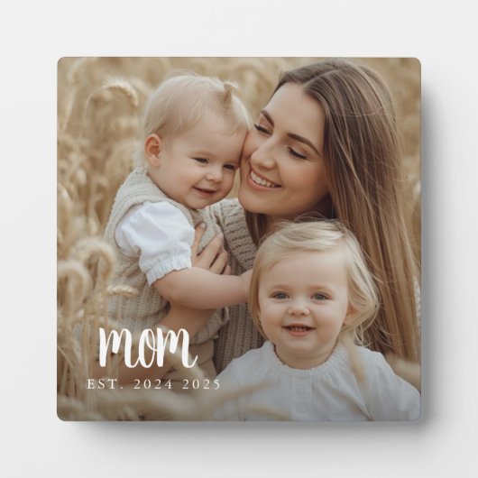 Custom Mom Established Modern Script Photo Fotoplaat (Voorkant)