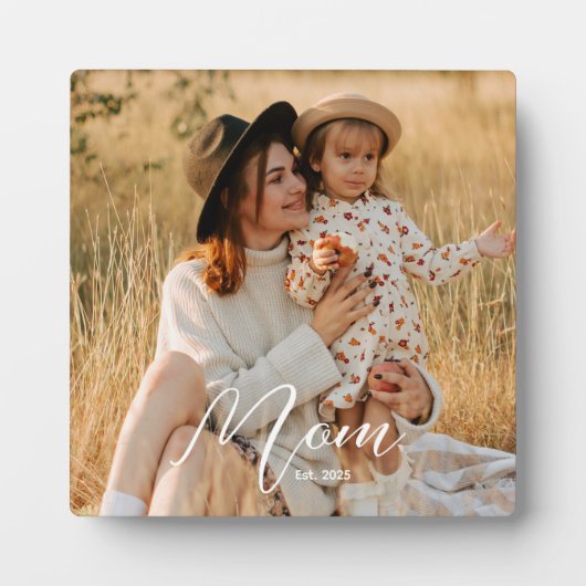 Custom Mom Established Modern Script Photo Plaque Fotoplaat (Voorkant)