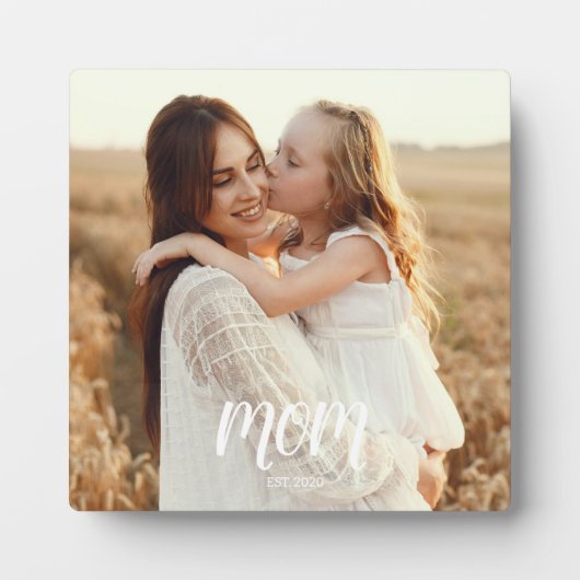 Custom Mom Established Modern Script Photo Plaque Fotoplaat (Voorkant)