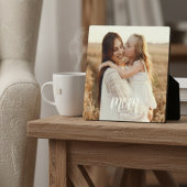 Custom Mom Established Modern Script Photo Plaque Fotoplaat