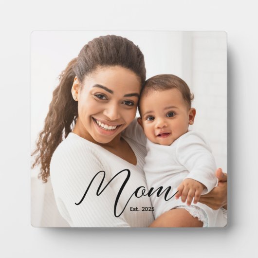 Custom Mom Established Modern Script Photo Plaque Fotoplaat (Voorkant)