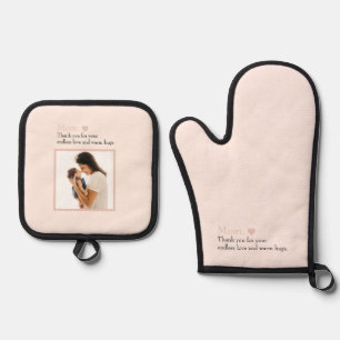 Custom Mom Gift met Hart & Speciale Bericht - Ovenwant & Pannenlap Set