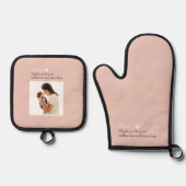 Custom Mom Gift met Hart & Speciale Bericht - Ovenwant & Pannenlap Set (Voorkant)