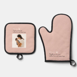 Custom Mom Gift met Hart & Speciale Bericht - Ovenwant & Pannenlap Set