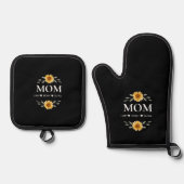 Custom Mom met Kinder namen Moederdag Gift Ovenwant & Pannenlap Set (Voorkant)