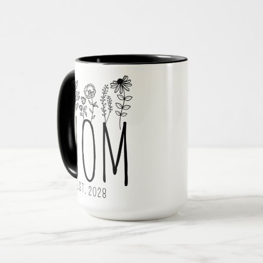 Custom Mom Mug, Floral Coffee Mug for New Moms Mok (Voorkant links)