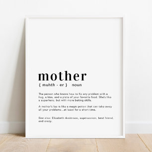Custom Mom, Mum, Mother Definition Mother's Day Poster