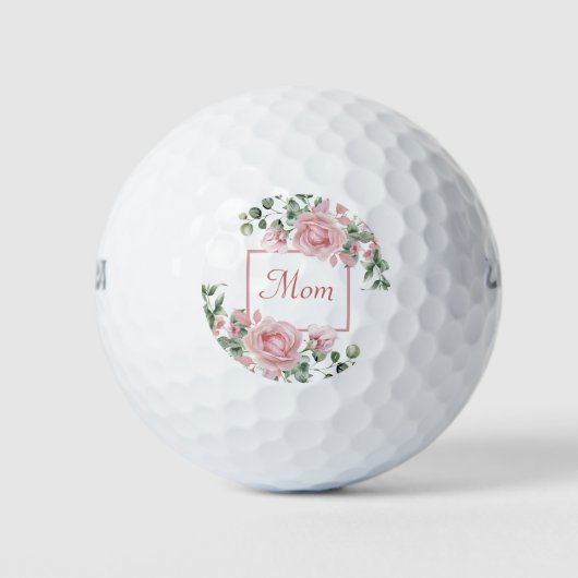 Custom Mom Roze Rozen Bloemen Golfballen (Voorkant)