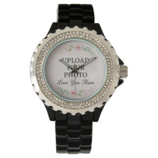 Custom Mom Watch – Upload uw foto – Bloemen Pers Horloge