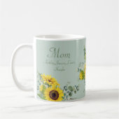 Custom Mom Zonnebloem Bloem 4 tot 8 Kinder Namen Koffiemok (Links)