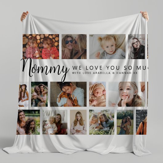 Custom Mommy 18 Photo Collage Fleece Deken