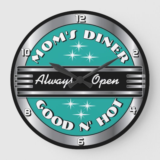 Custom Mom's Retro jaren 1950 Diner Wall Clock - A Grote Klok (Voorkant)