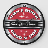 Custom Mom's Retro jaren 1950 Diner Wall Clock - R Grote Klok (Voorkant)