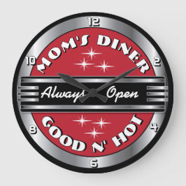 Custom Mom's Retro jaren 1950 Diner Wall Clock - R Grote Klok