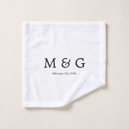 Custom Monogram and Date Personalized Solid White Washandje