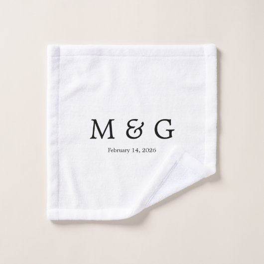 Custom Monogram and Date Personalized Solid White Washandje (Wasdoekje)