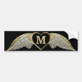 Custom Monogram Angel Wings Bumpersticker (Voorkant)