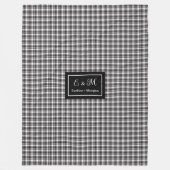 Custom Monogram Black White Buffalo Plaid Blanket Fleece Deken (Voorkant)