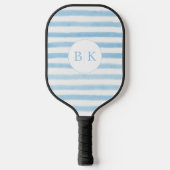 Custom Monogram Blauw Gestreepte Pickleball Paddle (Voorkant)