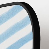 Custom Monogram Blauw Gestreepte Pickleball Paddle (Links Detail)