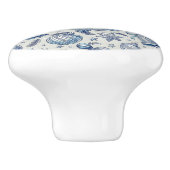 Custom Monogram Blue Toile Christmas Ornaments Keramische Knop (Zijkant)