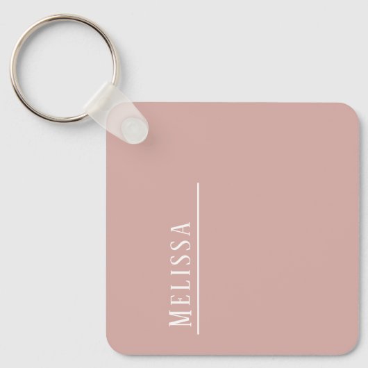 Custom monogram, blush roze budget sleutelhanger (Voorkant)