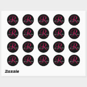 Custom Monogram bruid bruidegom namen roze Ronde Sticker (Vel)