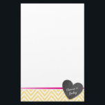 CUSTOM MONOGRAM chevron krijtbord hart geel Briefpapier<br><div class="desc">Herbekijk de kunst van het schrijven van brieven met deze schattige hart monogrammed, chevron print gepersonaliseerde briefpapier =) Instellen als een sjabloon is het gemakkelijk aan te passen met uw eigen tekst - maak het de jouwe! >>> TIPS - Druk gewoon op de knop "Aanpassen" en voeg / wijzig de...</div>