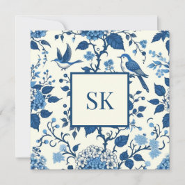 Custom Monogram Chinoiserie Blauw en Wit