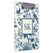Custom Monogram Chinoiserie Blauw en Wit Klembord (Rechts)