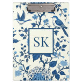 Custom Monogram Chinoiserie Blauw en Wit Klembord (Voorkant)