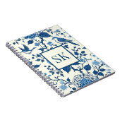 Custom Monogram Chinoiserie Blauw en Wit Notitieboek (Rechterzijde)