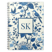 Custom Monogram Chinoiserie Blauw en Wit Notitieboek (Voorkant)