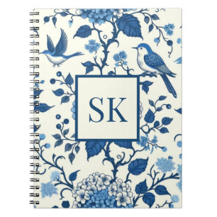 Custom Monogram Chinoiserie Blauw en Wit Notitieboek