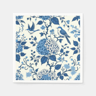 Custom Monogram Chinoiserie Blauw en Wit Servet