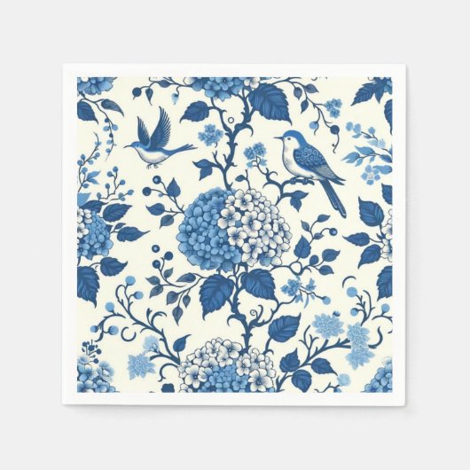 Custom Monogram Chinoiserie Blauw en Wit Servet (Voorkant)