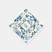 Custom Monogram Chinoiserie Blauw en Wit Servet (Hoek)